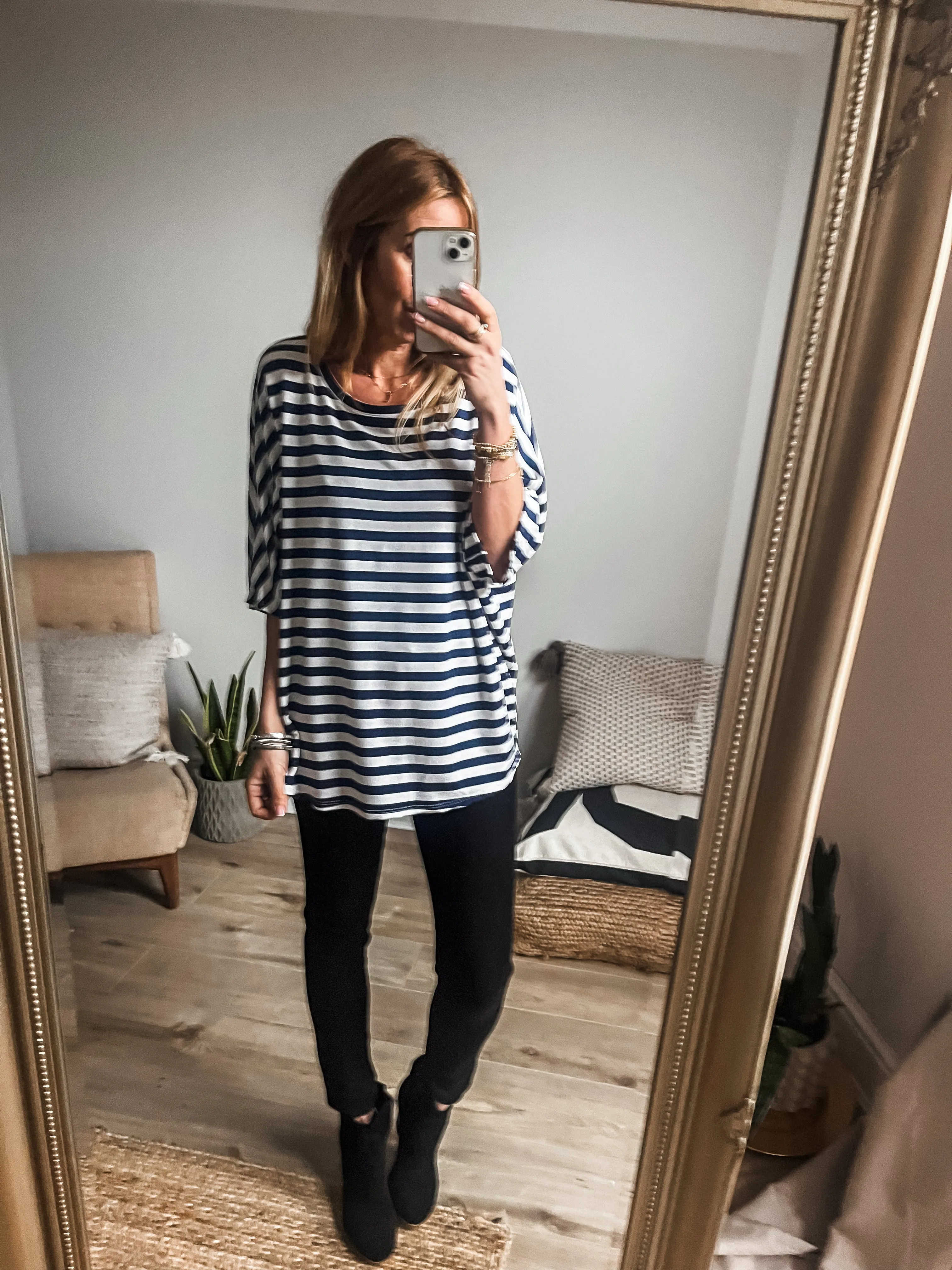 Striped Batwing Sweat Top