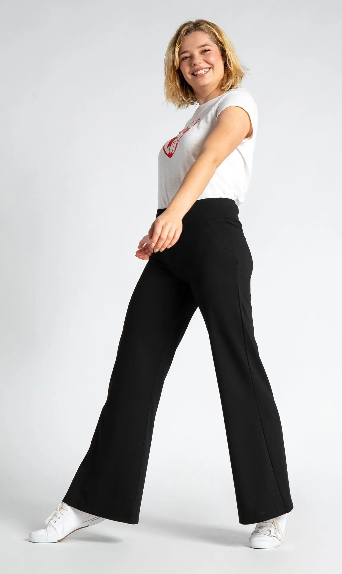 Wide-Leg | Pocketed Dress Pant Yoga Pants (Black)