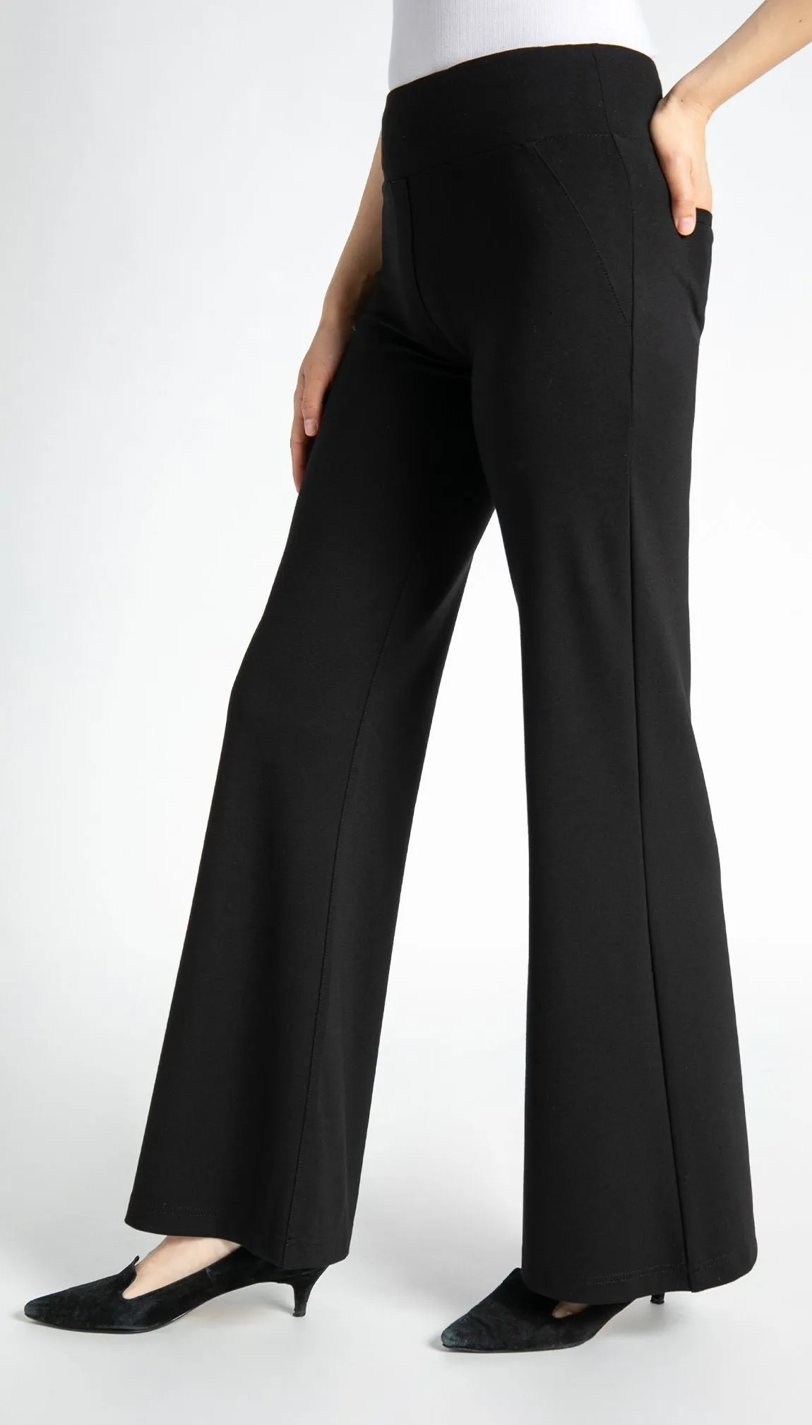 Wide-Leg | Pocketed Dress Pant Yoga Pants (Black)