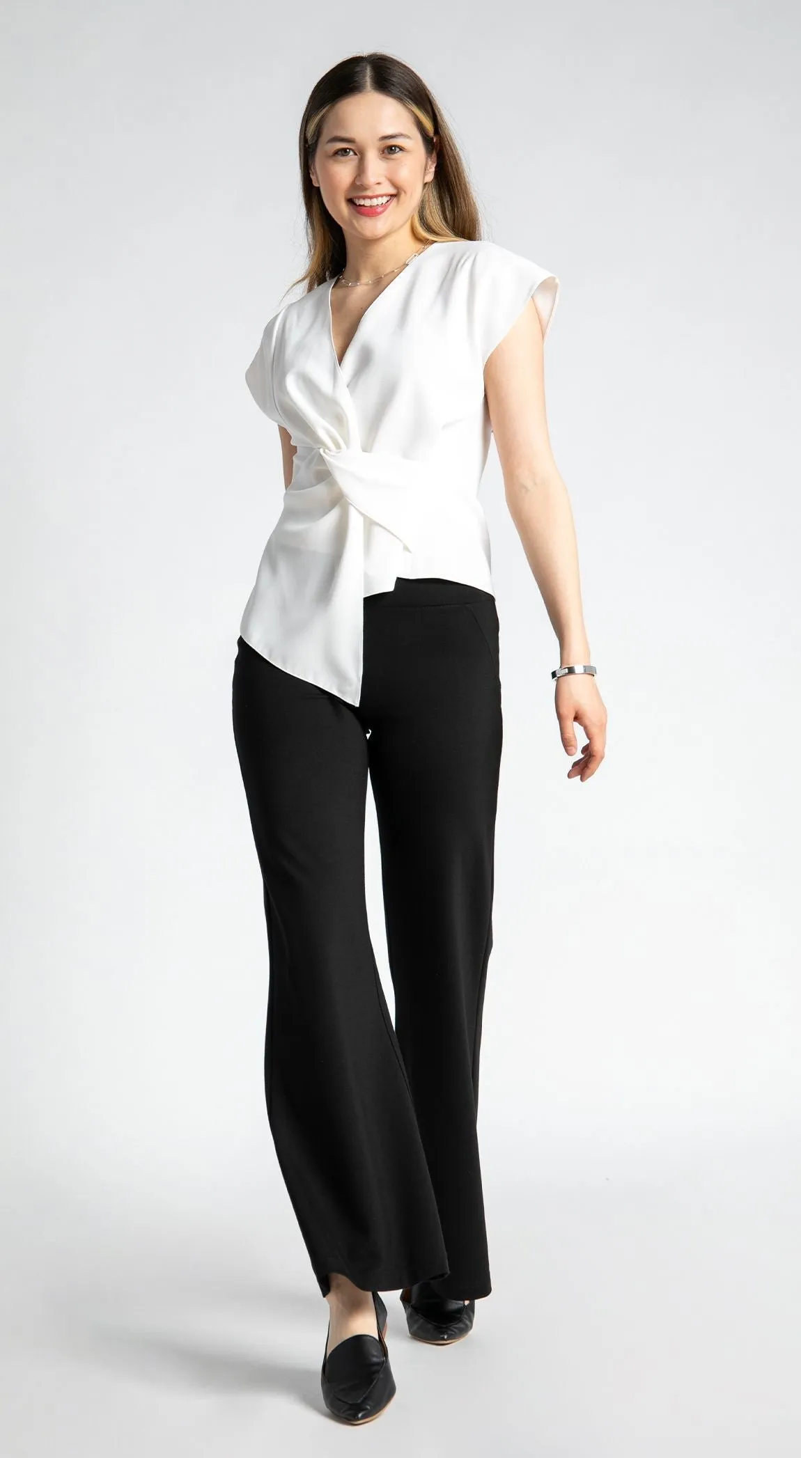 Wide-Leg | Pocketed Dress Pant Yoga Pants (Black)