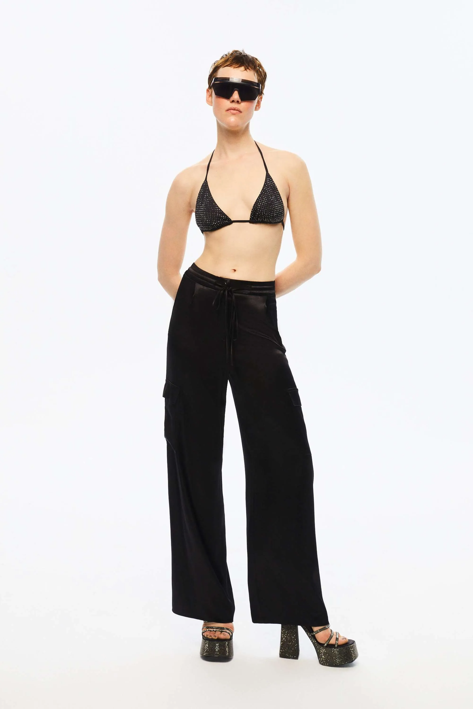 Wide-Leg Satin Pants