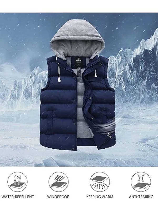 Women's Quilted Puffer Vest Padding With Removable Hooded