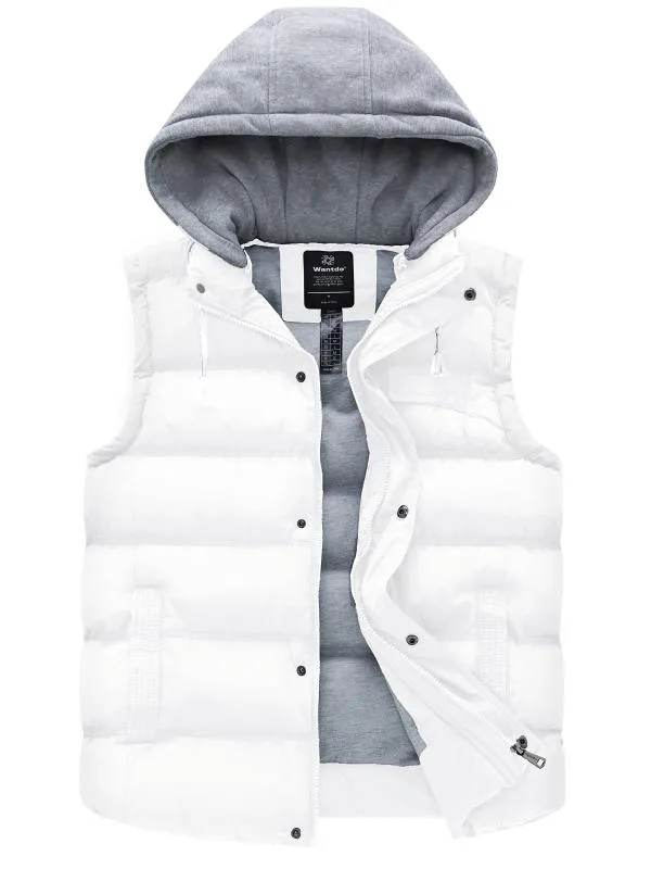 Women's Quilted Puffer Vest Padding With Removable Hooded