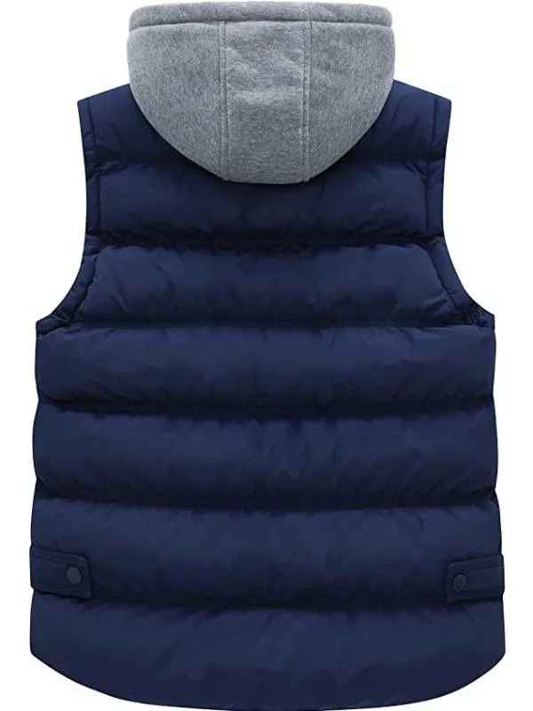 Women's Quilted Puffer Vest Padding With Removable Hooded