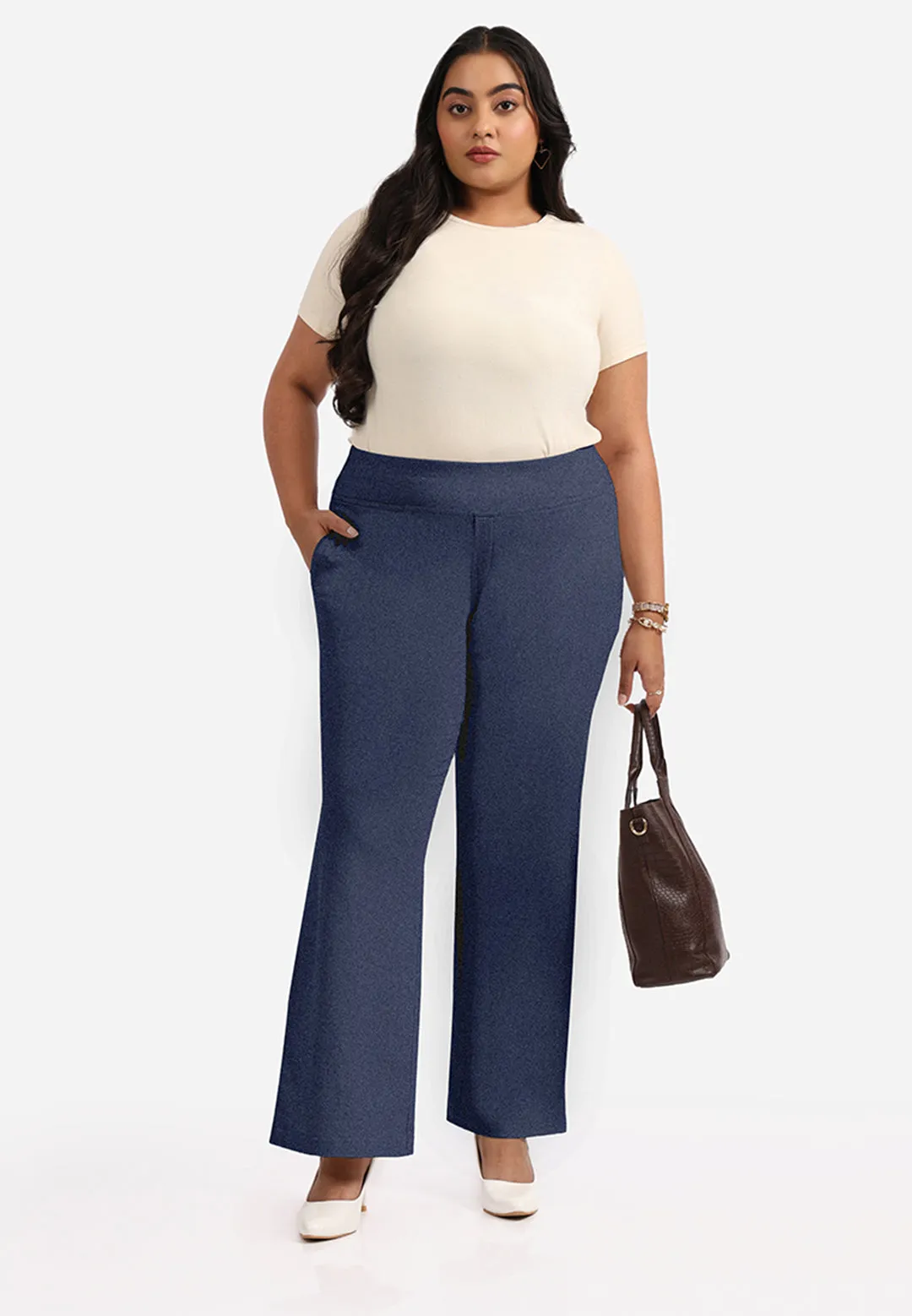 Work-To-Wine Twill Wide Leg Flare Pants