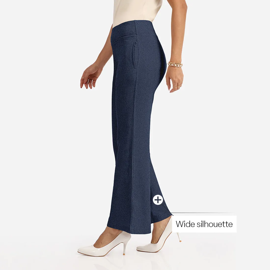 Work-To-Wine Twill Wide Leg Flare Pants